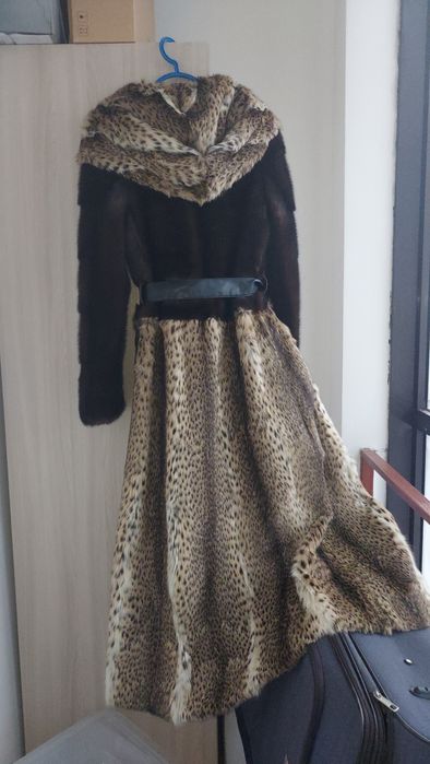 Норковая шуба с рысью длинная