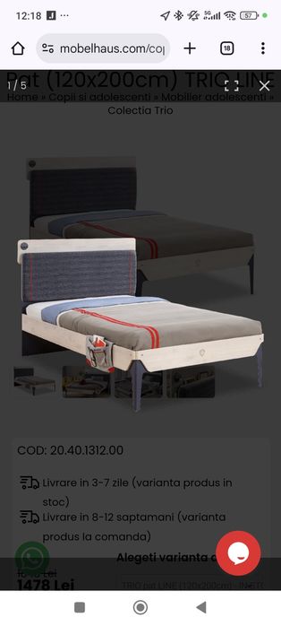 De vânzare pat tineret