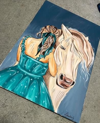 Tablou Horse,horse and girl, acrilic
