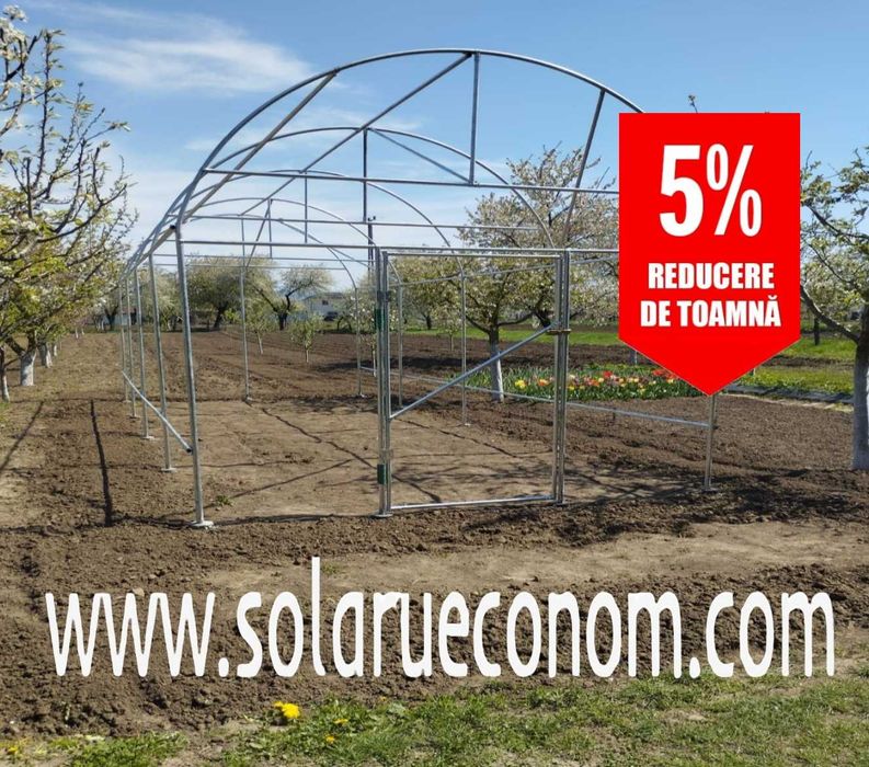 Solarii (sere) de gradina tip tunel, cu pereți drepti