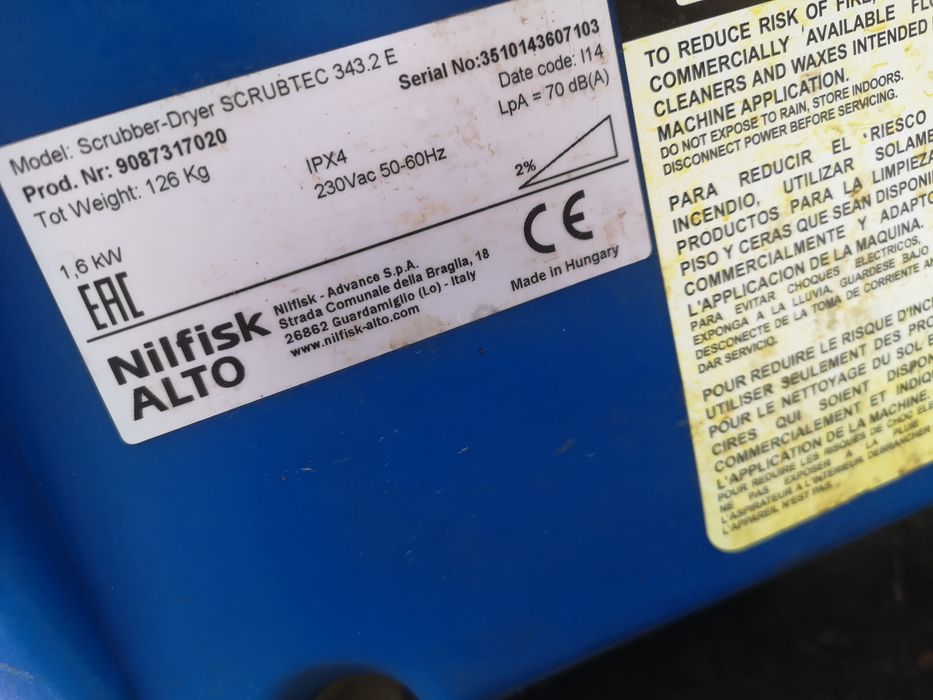 Подопочистваща Машина Nilfisk Scrubtec 343.2 на 220Волта