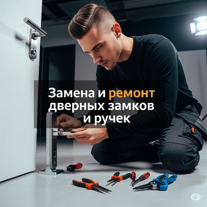 Замена и ремонт дверных замков и ручек. Плотник. Замена сердцевины.