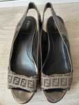 Sandale Fendi – mărimea 37 – FF Canvas & piele bronz metalizat
