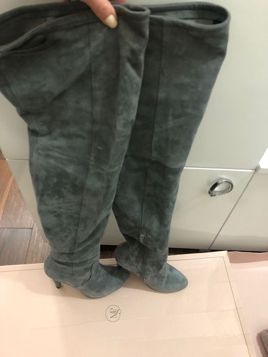 Ботуши над коляното от естествен велур