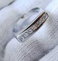 Exclusiv Designer Inel Aur Alb 14K Cu Diamante Princess Cut