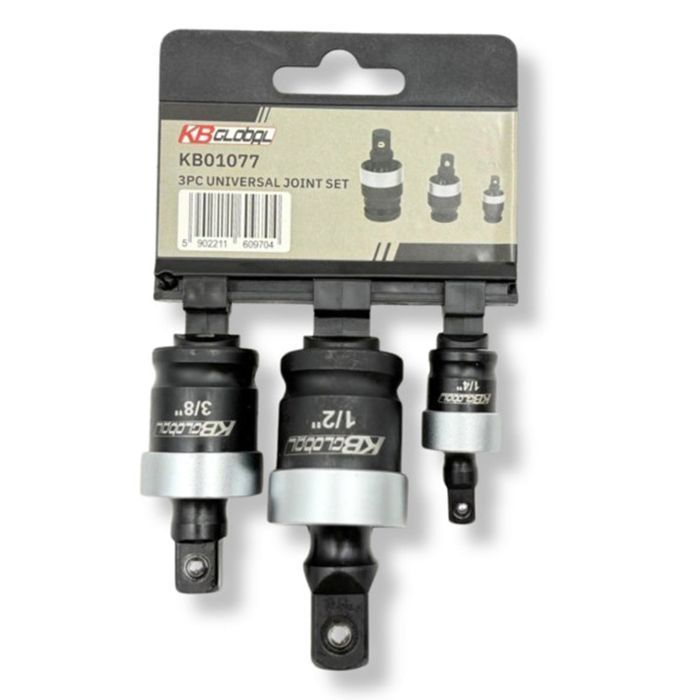 Set adaptor impact cu articulatie cardanica 3 piese  1/4'' 3/8'' 1/2''