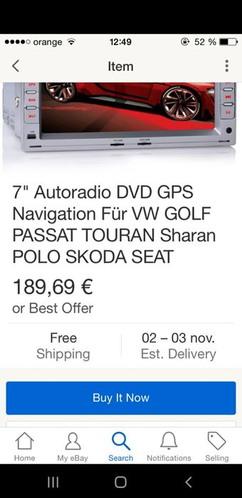 Navigație auto dedicată VW, cu ecran de 8 inch
