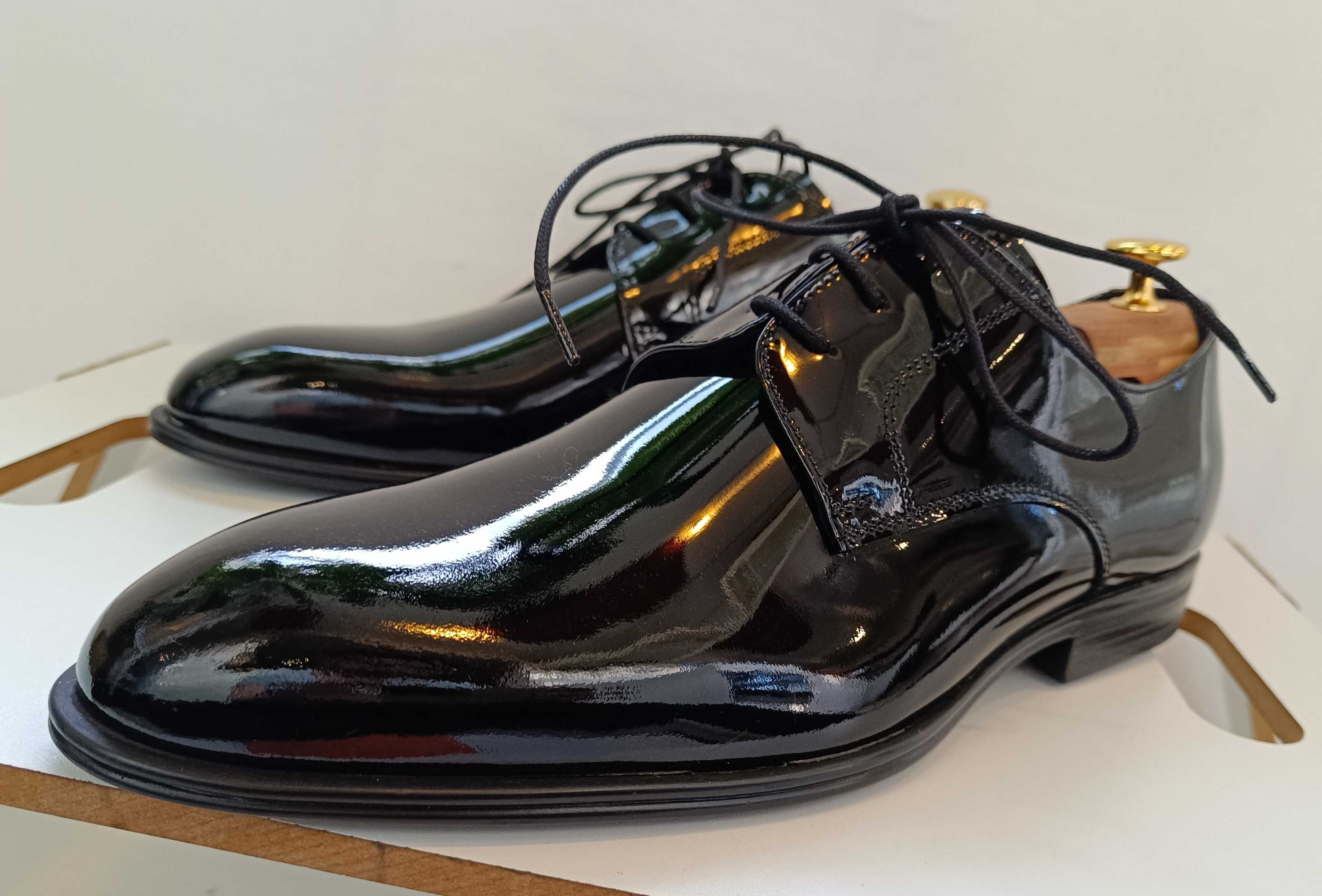 Pantofi derby 43 43.5 de lux Imperatrice Italy NOI piele naturala lac