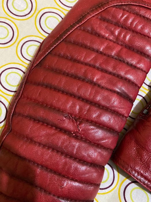 Червено кожено яке естествен косъм