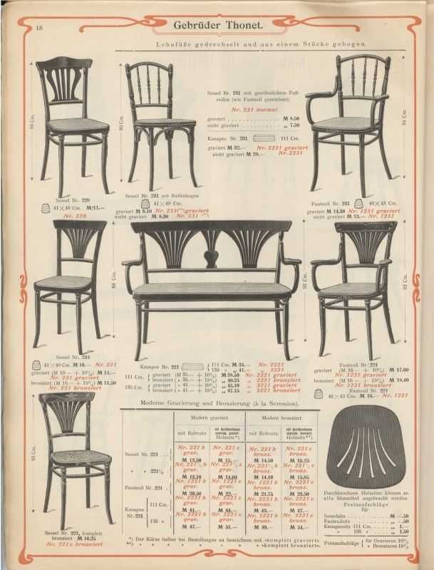 Столове с подлакътници Thonet, Model 221, Vienna Secesion, 1910'