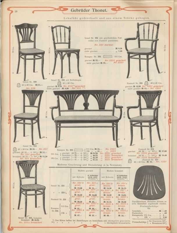 Столове с подлакътници Thonet, Model 221, Vienna Secsion, 1910'