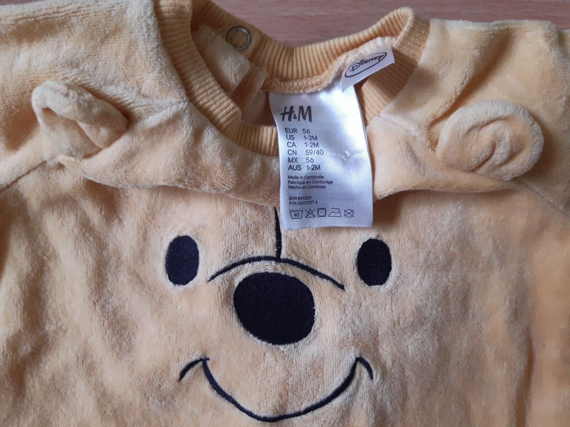 Плюшен космонавт мече и ромпър Мечо Пух H&M, размер 56 (1-2 месеца)