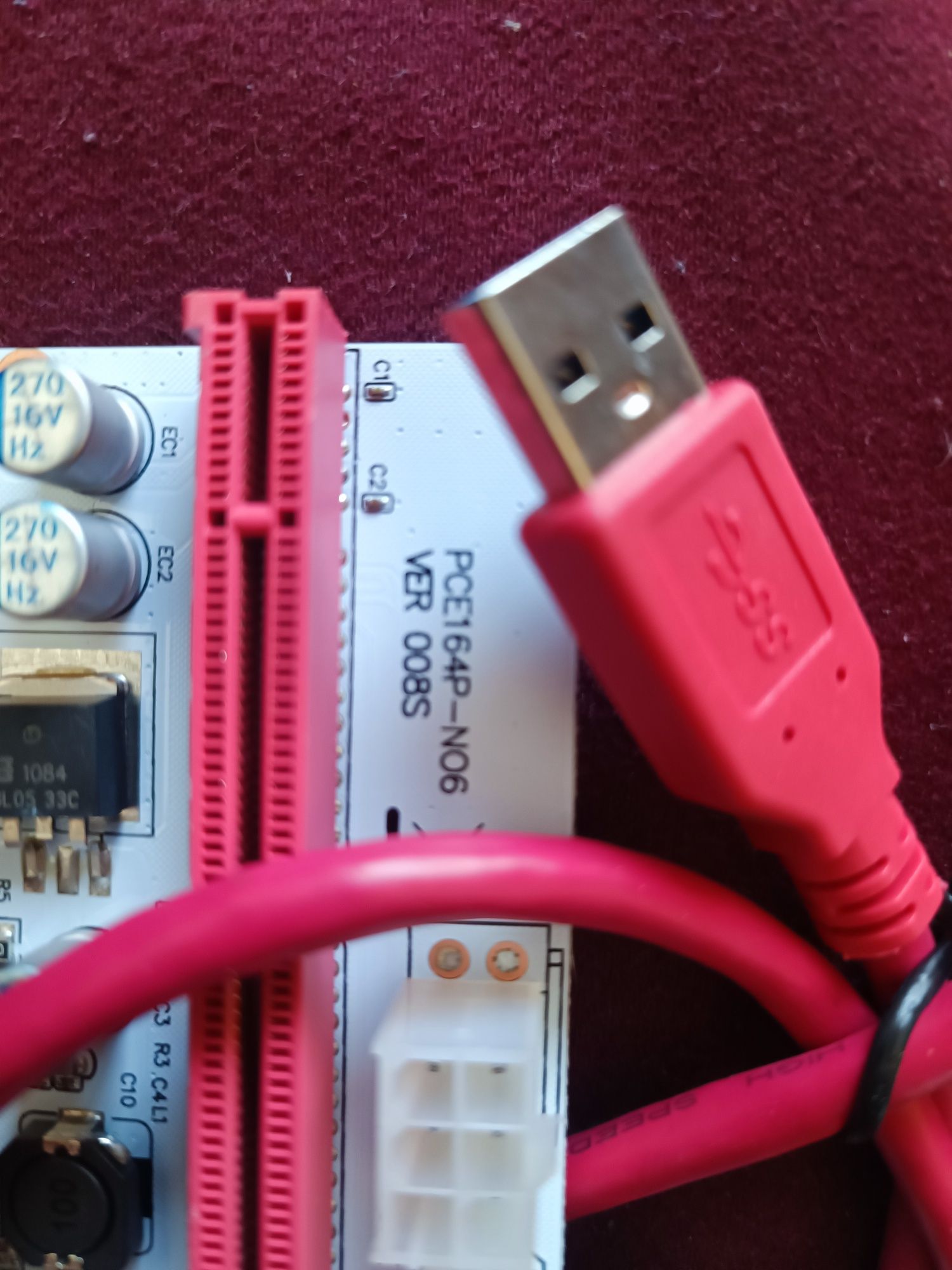 PCI Express PCI-e 1X to 16X Mining Riser Card Cable, USB 3.0
