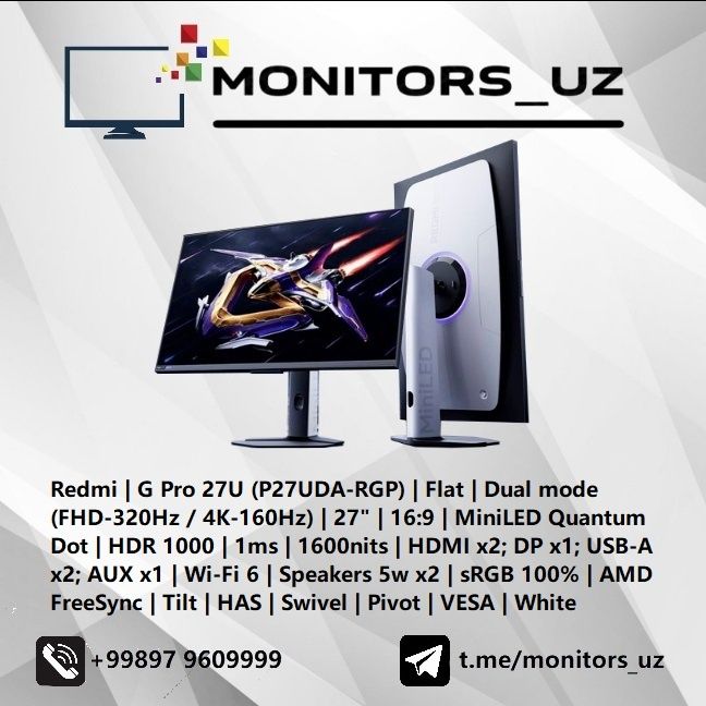 [NEW] монитор Redmi G Pro 27U MiniLED 4K 160Hz