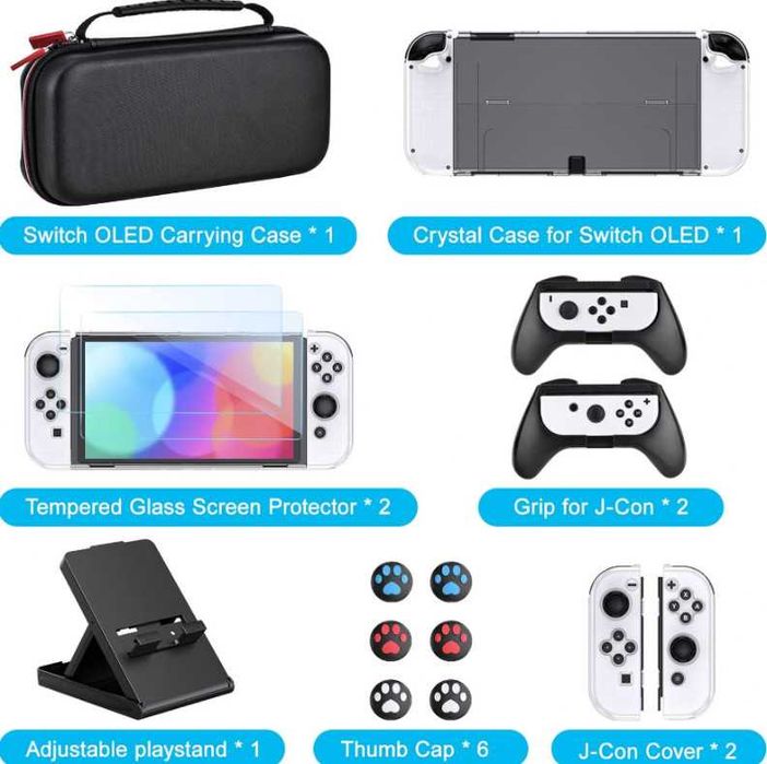 Younik комплект аксесоари за Nintendo Switch OLED 15 в 1