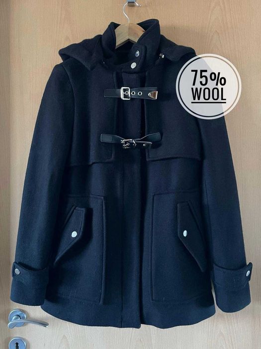 Palton negru din lana Zara