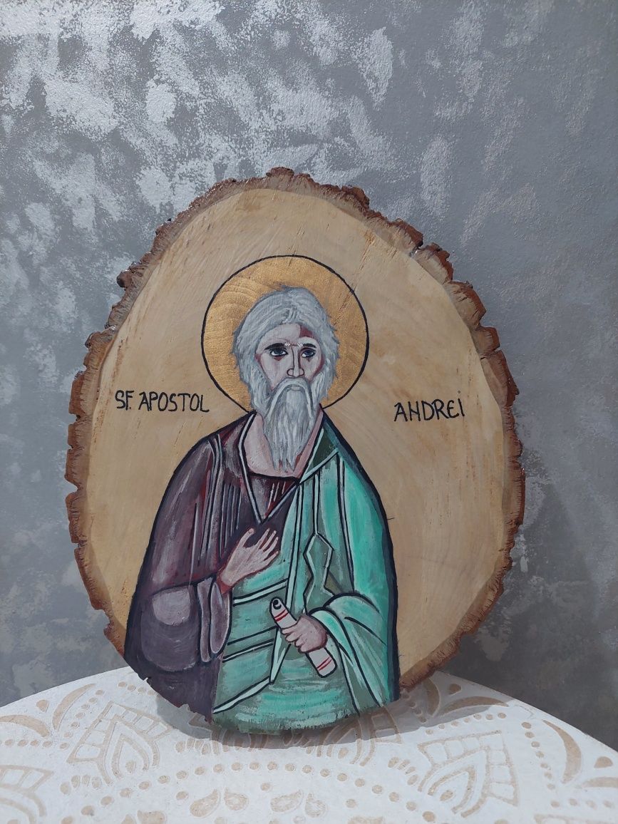 Icoană pictată pe lemn Sf Apostol Andrei