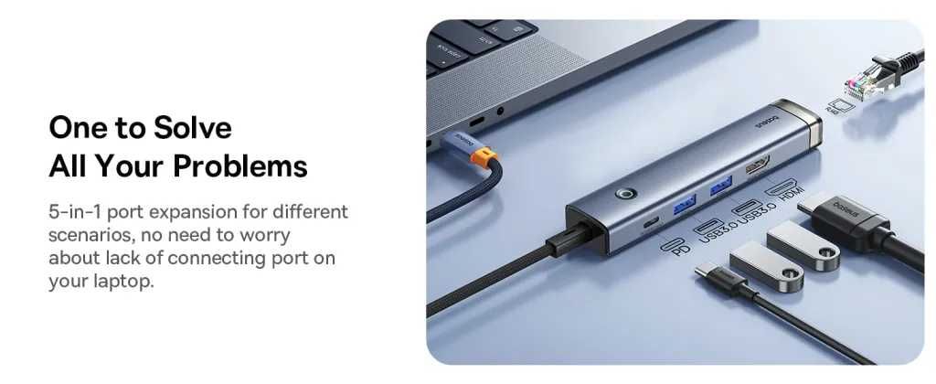 Baseus Hub 5 в 1 Type-c многофункциональный HUB, Xub Xab. ест Доставка