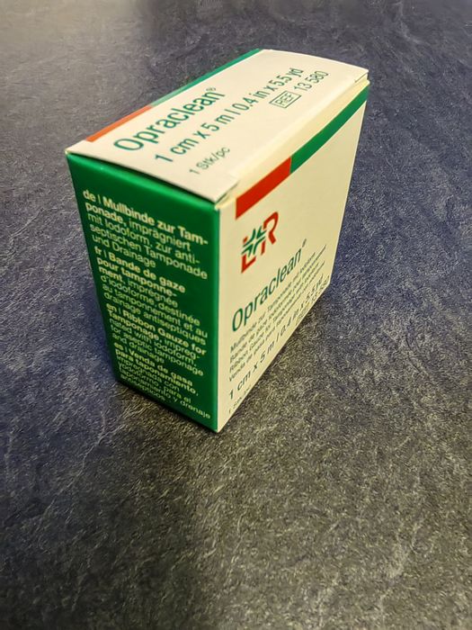 OPRACLEAN Bandaj de tifon pentru tampon cu Iodoform 1 cmx5 m