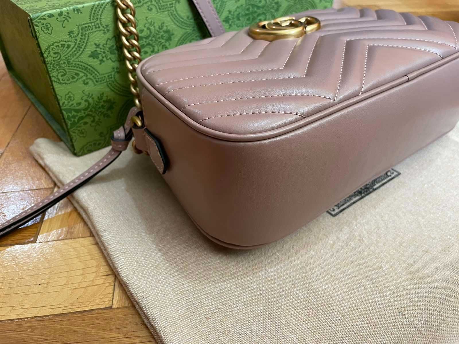 Gucci Dusty Pink Marmont Geantă din piele Gucci Mâner / Lanț original