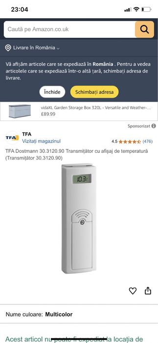 Senzor cu afișaj de temperatură TFA,Profesional.Nou