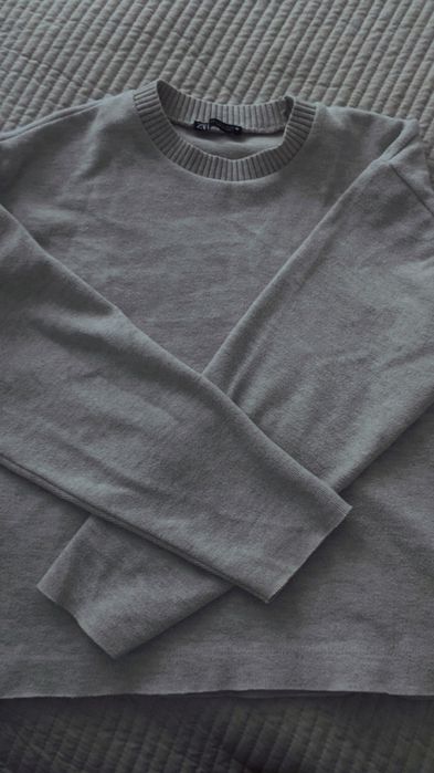 Бежов дамски плетен комплект – 2 части (блуза + панталон) - Zara