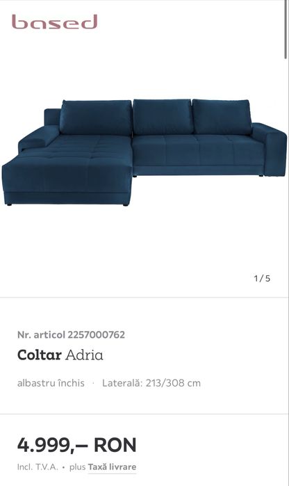 Canapea / Coltar extensibil cu lada depozitare