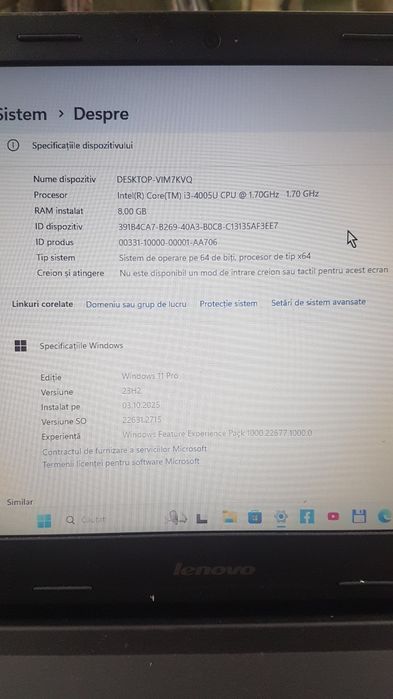 Laptop Lenovo E50 cu I3, 8 gb si ssd