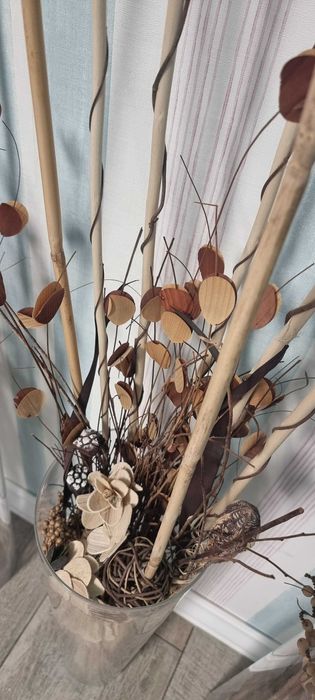 Vaza Sticla & Flori Decorative