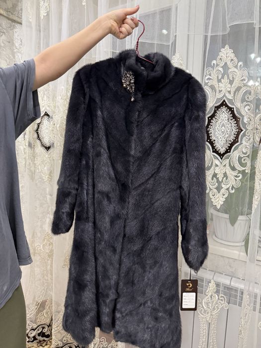 Шуба норка,длина 110 см цвет графид