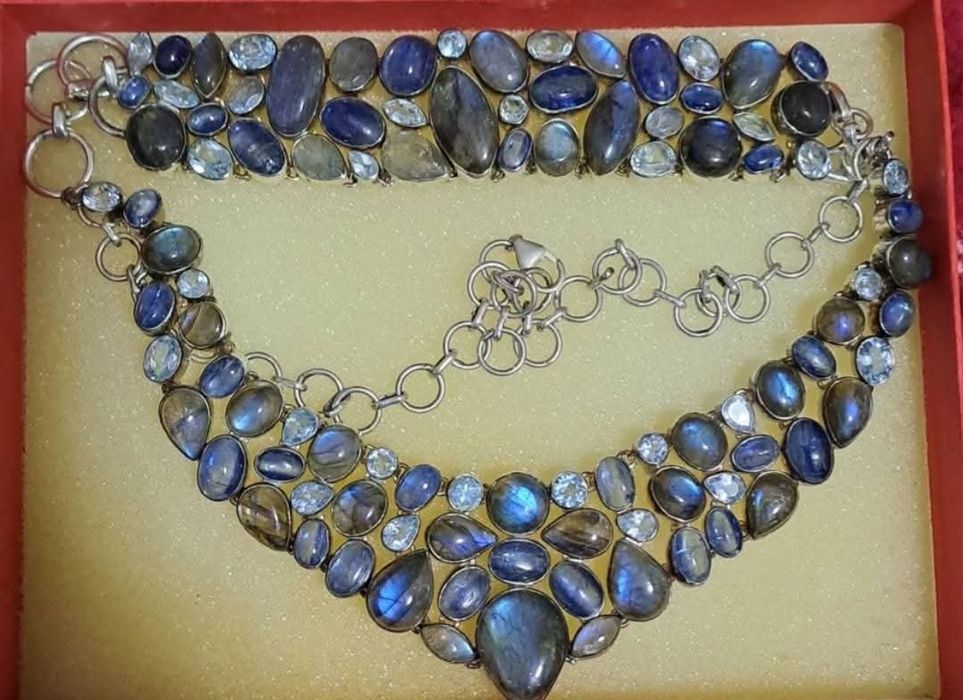 Set masiv,colier si bratara cu labradorit!!