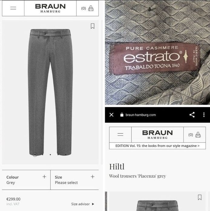 Pantaloni exclusiviști Hiltl, 100% Cașmir Estrato, Bărbați - 52