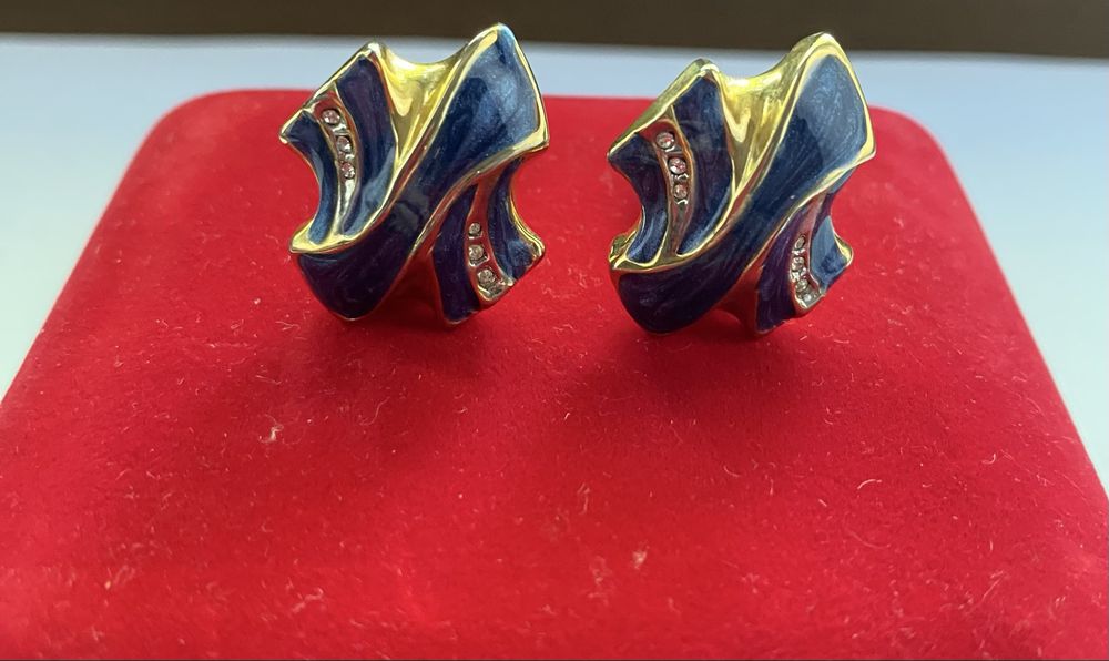 Cercei clipsuri vintage emailați din anii ‘80, Grecia clips cu cauciuc