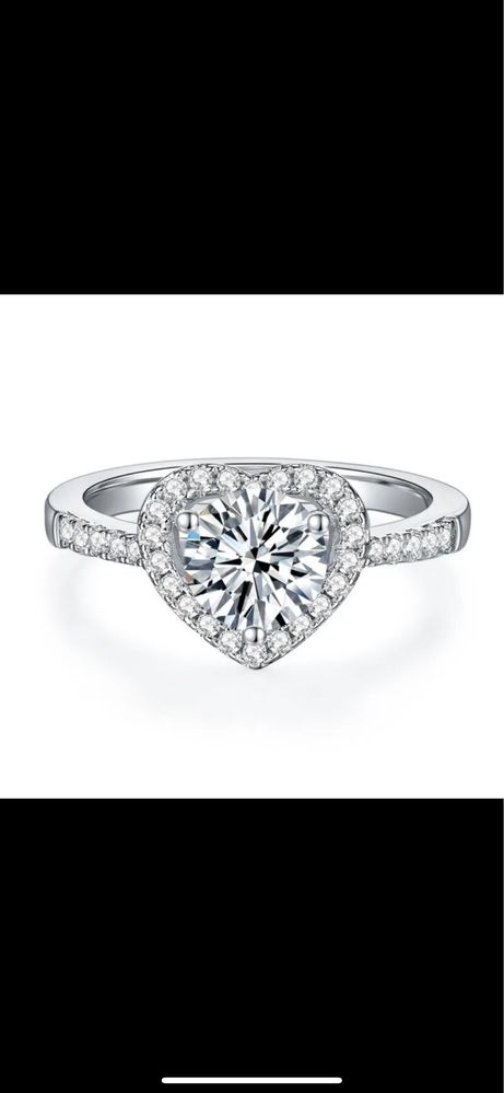 Inel Moissanite VVS1 Diamond Heart din argint 925 reglabil