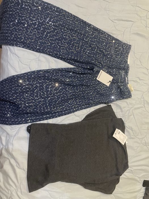 Bershka дънки с паети и H&M топ