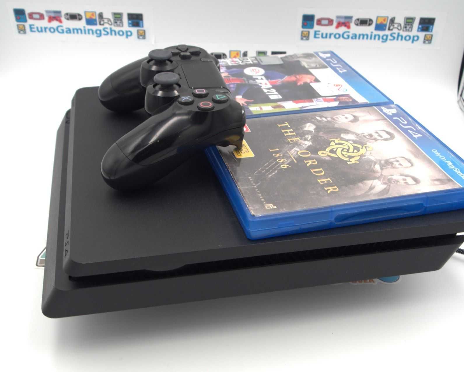 Consola Sony Playstation 4 Slim 1TB 1 Maneta 2 Jocuri–Reconditionata