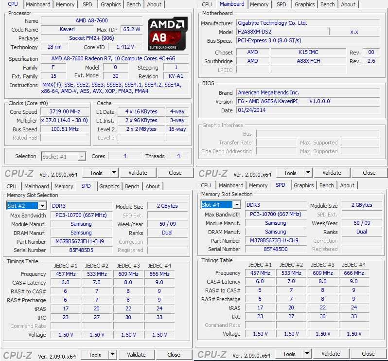 Настолен компютър GA-F2A88XM-DS2 с AMD A8-7600