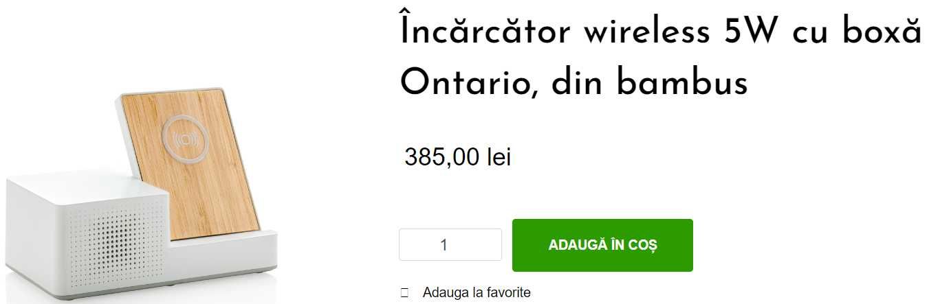 Incarcator Wirless Charger cu boxă Ontario, din bambus