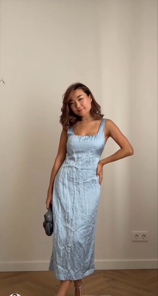 Rochie eleganta Zara, bleu, satin , XS