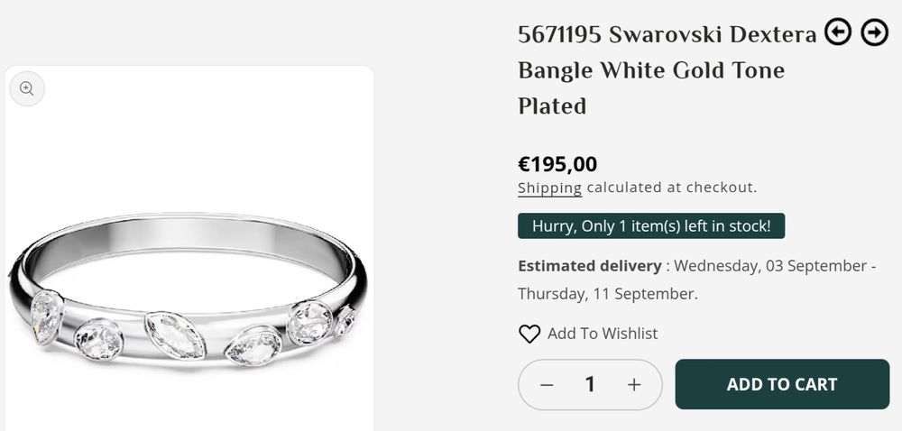 Swarovski Нова твърда гривна с блестящи кристали