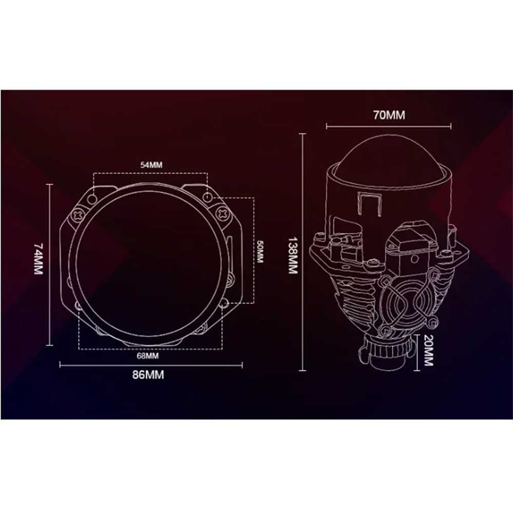 Bi LED лупи за фар 2.5 инча,55W,2 броя