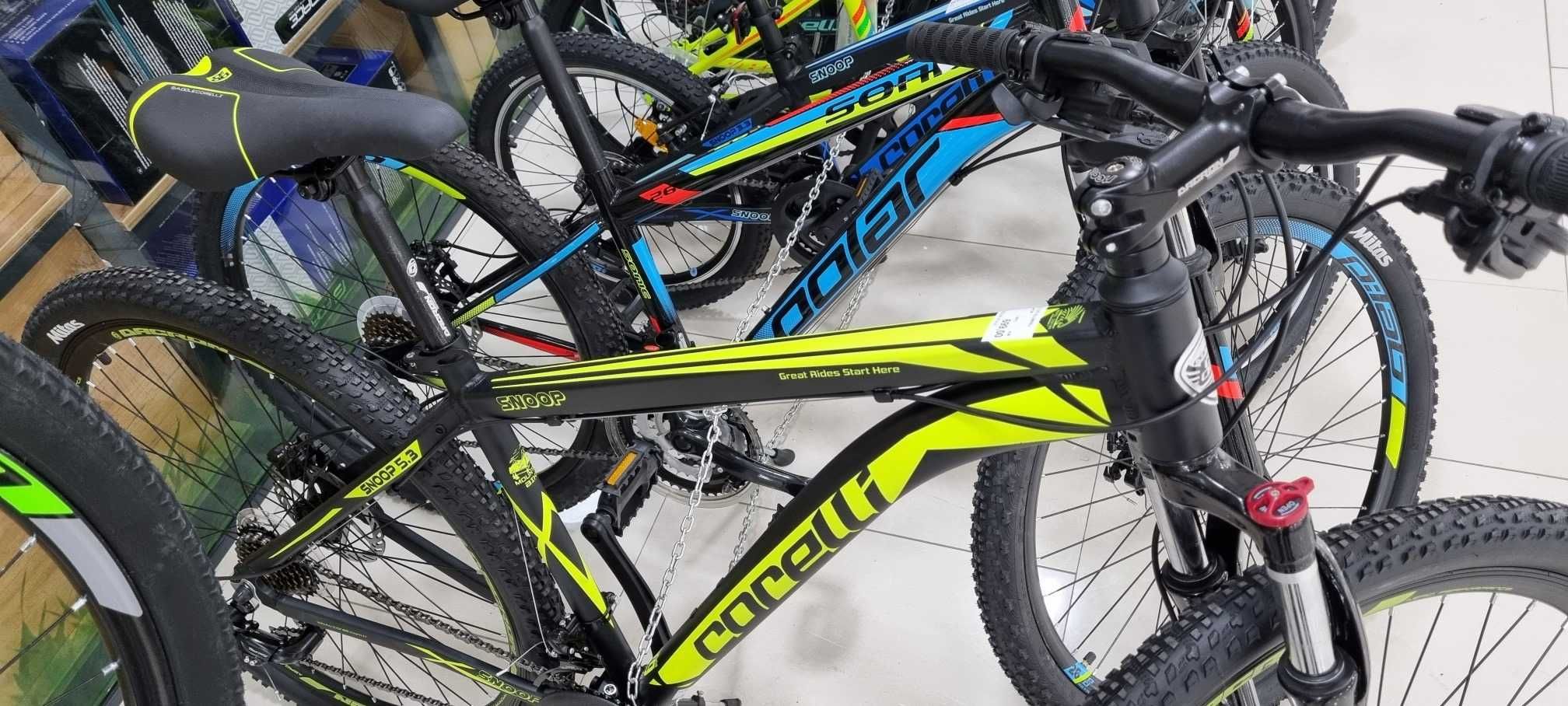 Bicicleta MTB 29" SNOOP 5.3, marime cadru L, negru-galben neon