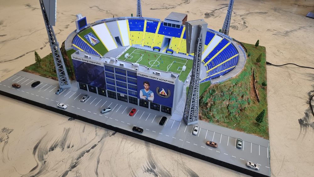 Ръчно изработен макет на стадиона Георги Аспарухов (Герена)