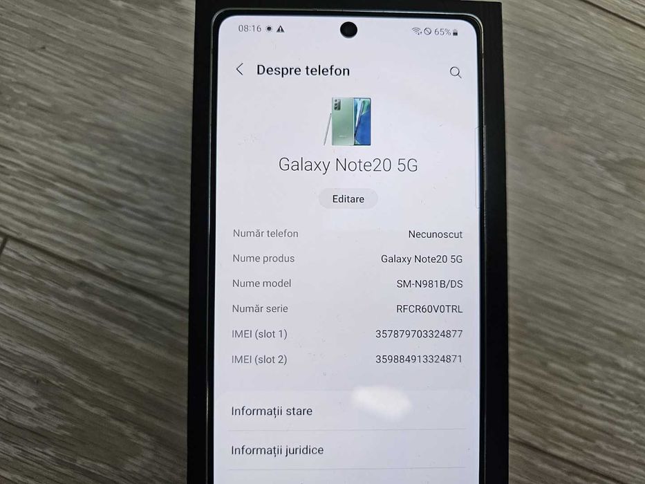 Samsung Galaxy Note 20 5G 8GB 256GB Green stare foarte buna, accesorii