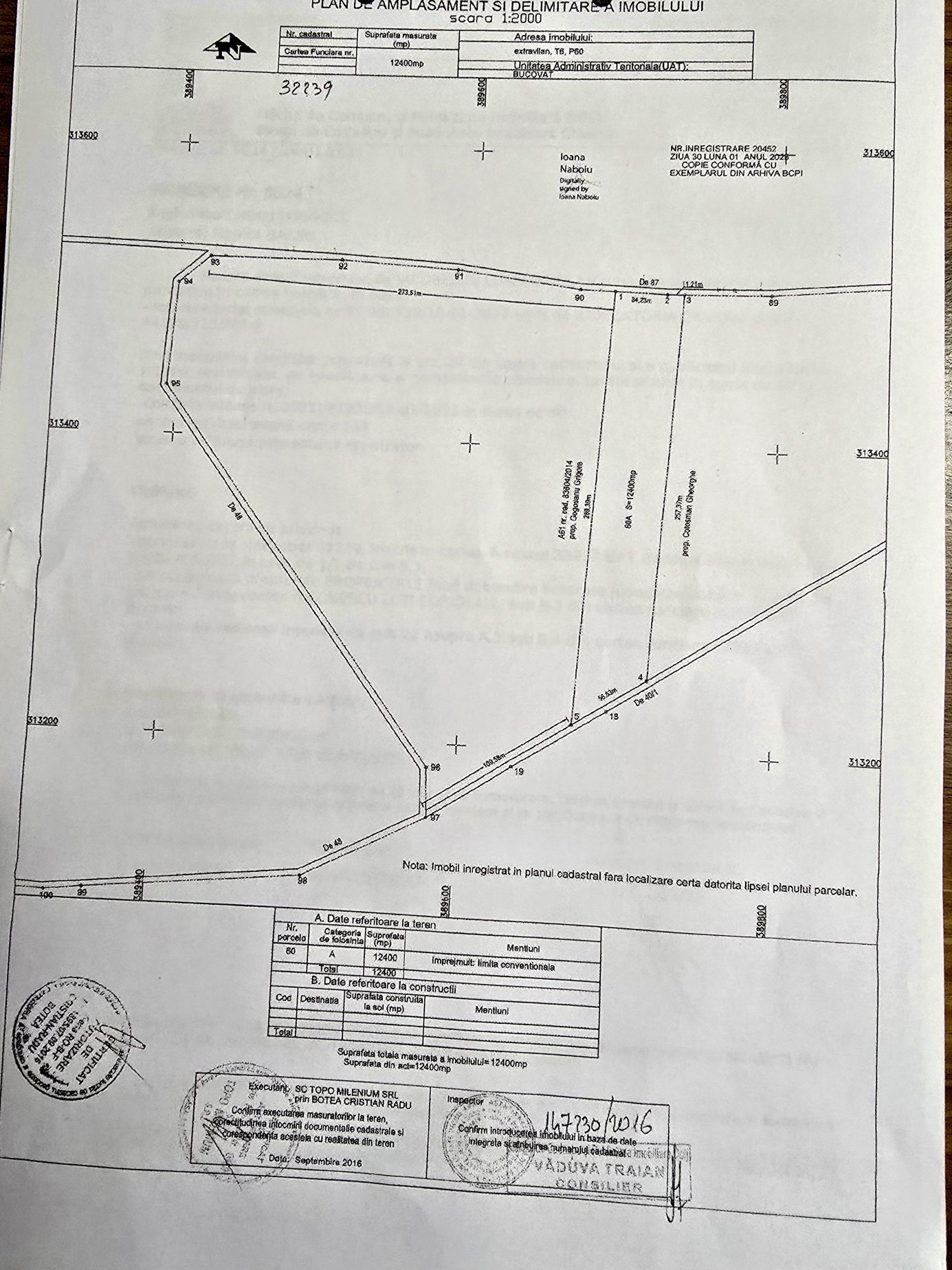 Teren extravilan(agricol)de vânzare
