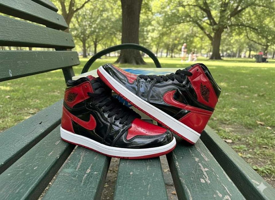 Adidasi Nike Jordan 1 High Patent Bred - Adidasi Unise Premium