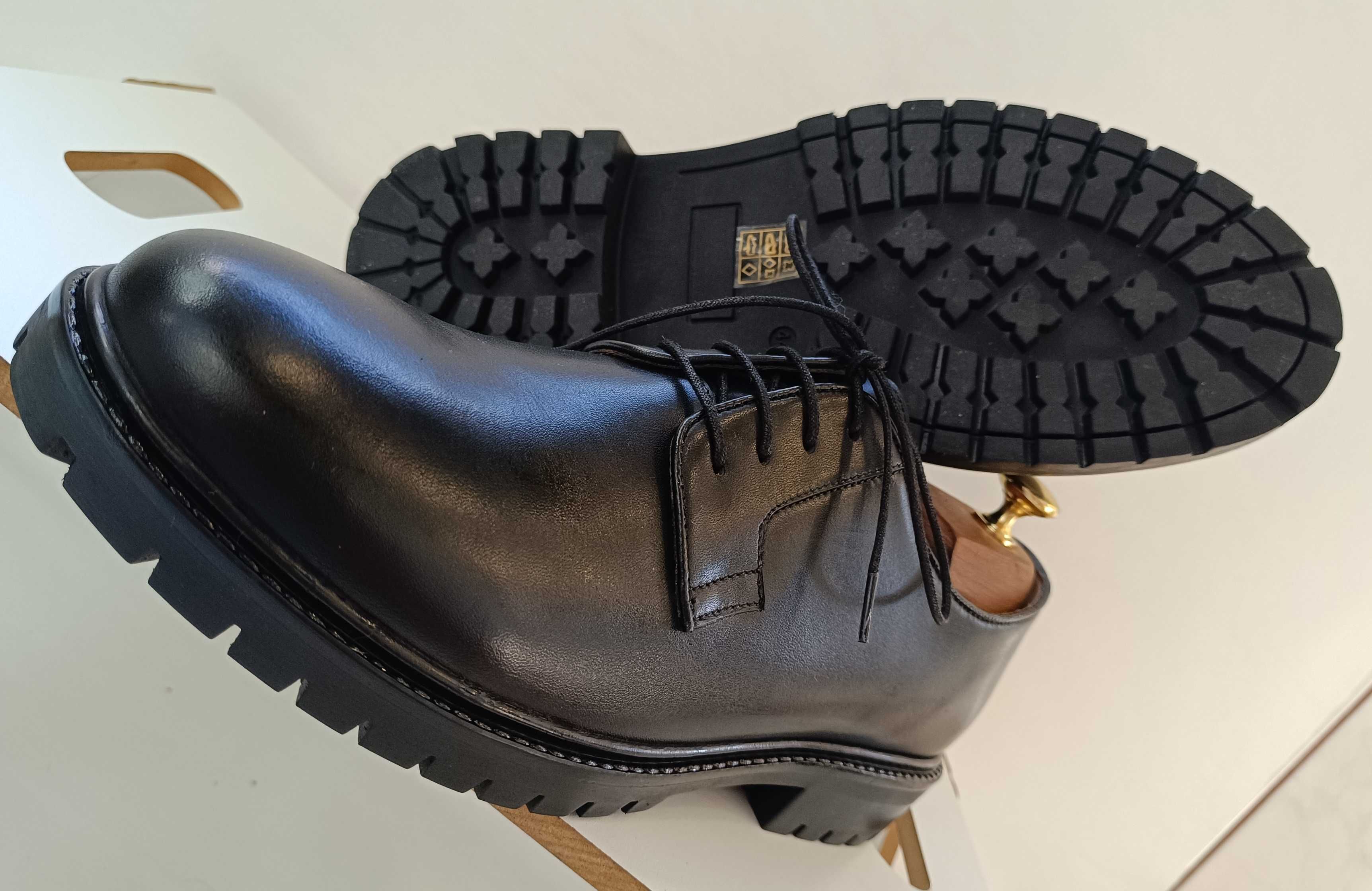 Pantofi derby 44 plain toe premiumTeddy Clark NOI piele naturala