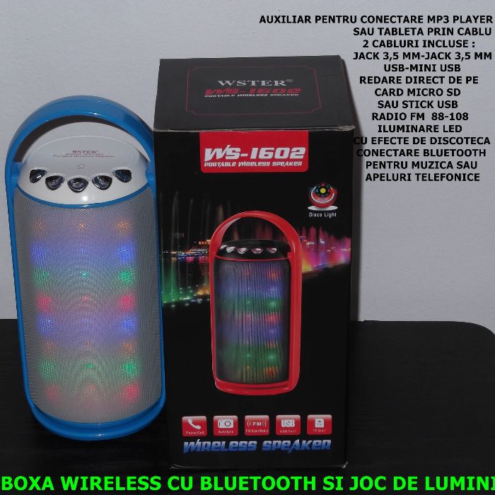 Boxa wireless cu bluetooth/aux/usb/radio/disco-3W putere reala-NOUA !!