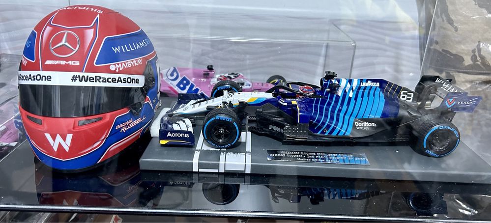 Macheta formula 1 f1 1/18 si casca 1/2 Williams 2021 George Russell