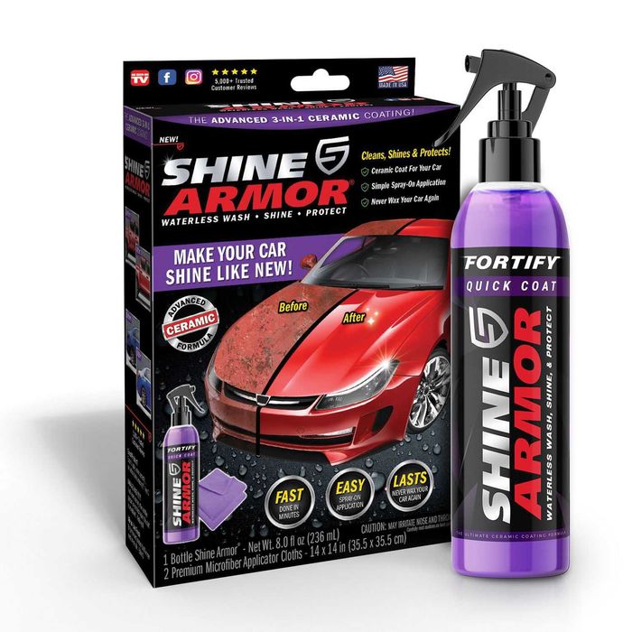 Ceara lichida auto SHINE ARMOR 236 ml si Laveta microfibra